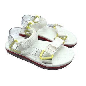 Melissa Papete Rider Womens Sandals Rubber Hook & Loop White Yellow 6